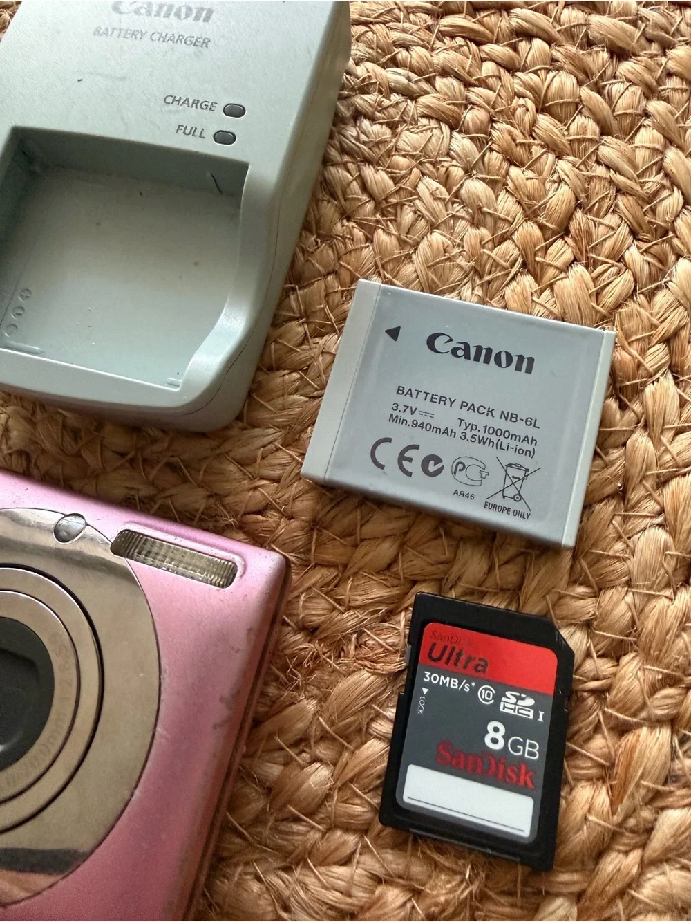 Canon Pink PowerShot Digital Camera with Charger and Battery